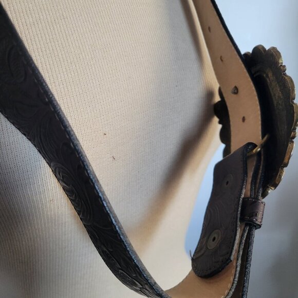 Leatherock Embossed Belt Marbled Embellished Square Buckle (Size: L) - Picture 8 of 13